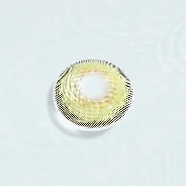 Single Say Yes Dancing Green lens displayed against a water-like background, focusing on its bright green color pattern.
