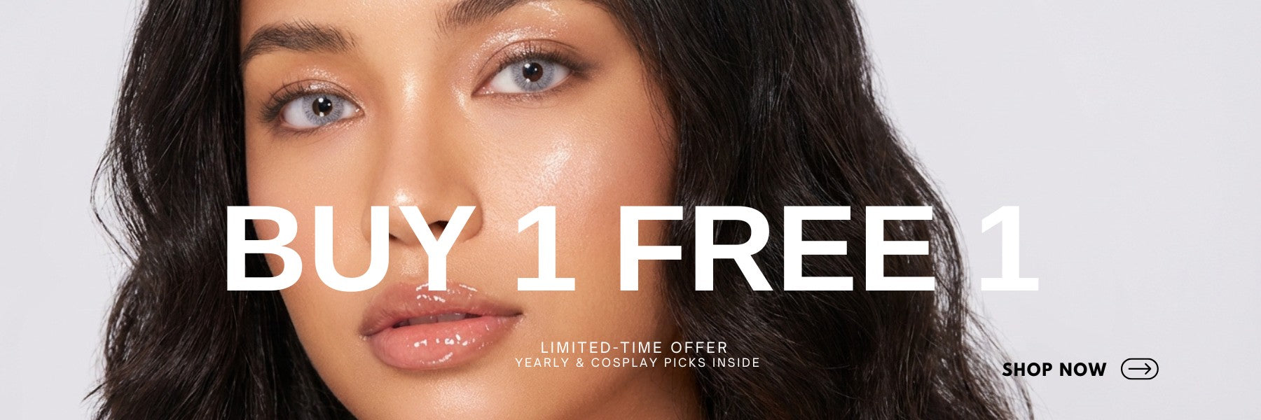 Honeycolor colored contacts buy 1 free 1 promotion with model wearing lenses