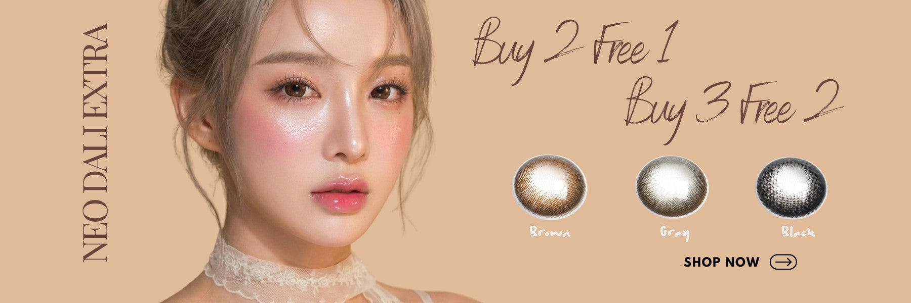 Neo dali Extra contact lenses promotion with buy 2 free 1 and buy 3 free 2 offer