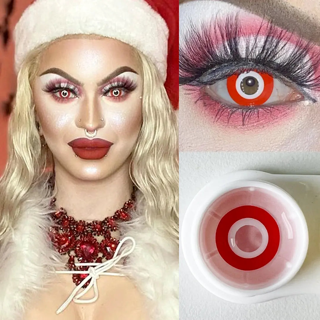メイクアップミラー (スケルトンレッド) Stand Out with White Out with Red Rim Crazy Lens