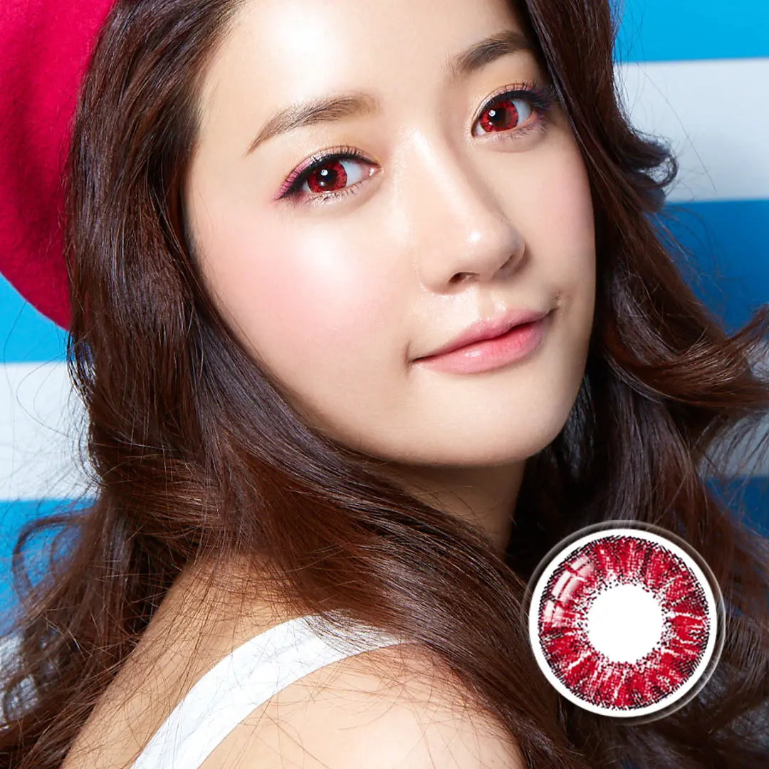 Super Crystal Red Colored Contacts – Cosplay Lenses with Doll-Eye